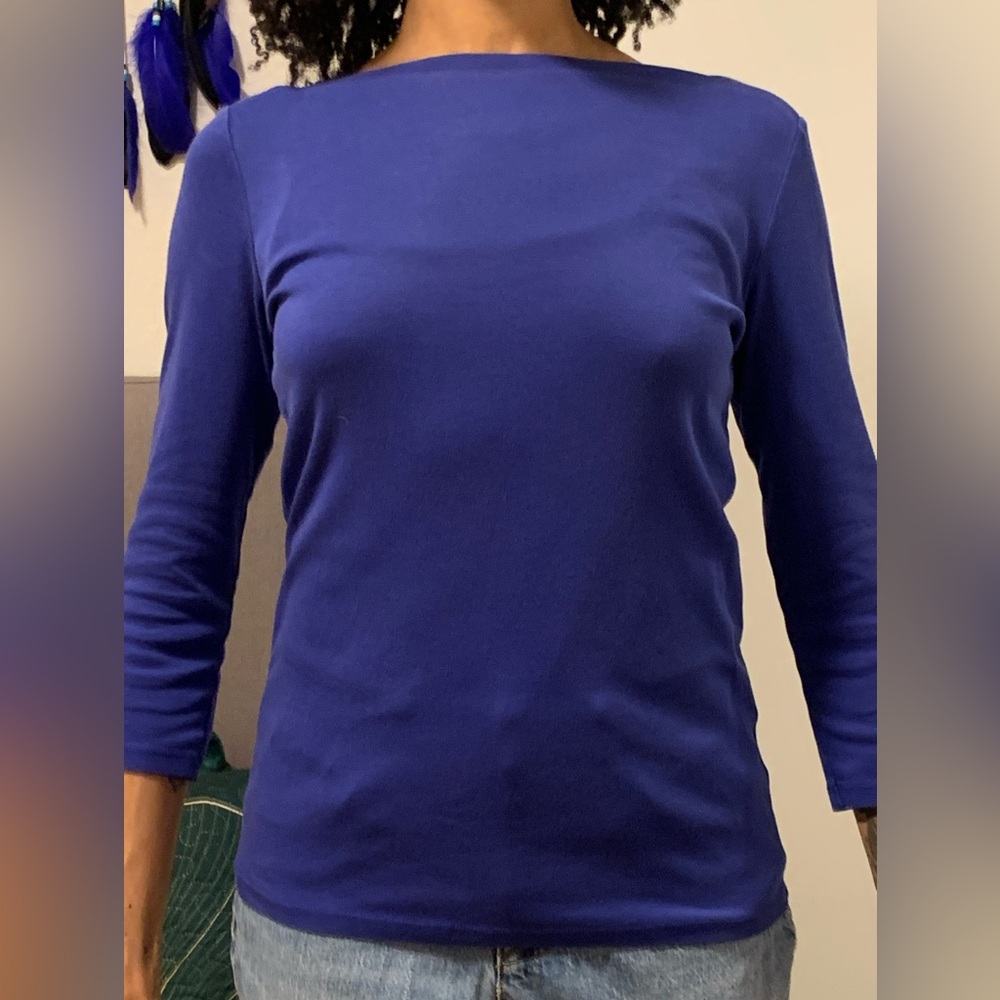 Uniqlo Women's Royal Blue Long Sleeve Top size small